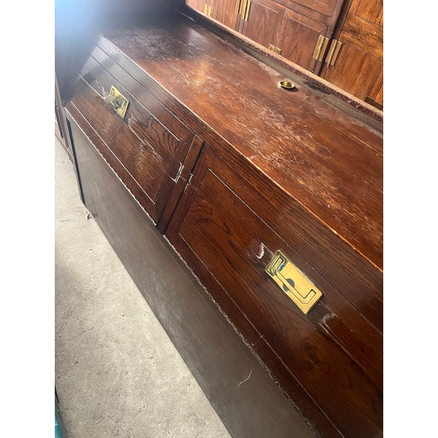 Vintage Hendredon King Headboard With Storage in Campaign Style For Sale - Image 10 of 12