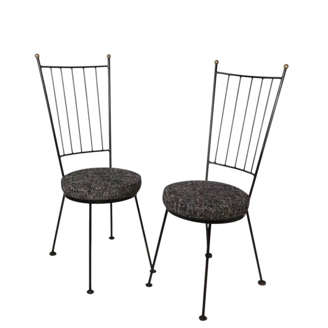 Arthur Umanoff Pr. Mid Century Wrought Iron Side Chairs After Mathieu Mategot C. 1950's For Sale - Image 4 of 16