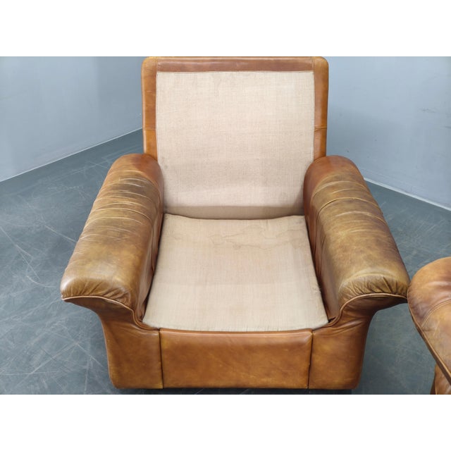 Cognac Buffalo Leather Lounge Armchairs from Arcon Italia, 1970s, Set of 2 For Sale - Image 11 of 18