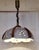 1980s Vintage Height-Adjustable Ceiling Lamp with Beige Ceramic Shade and Oak Wood Segments from Fischer-Leuchten, 1980s For Sale - Image 5 of 8