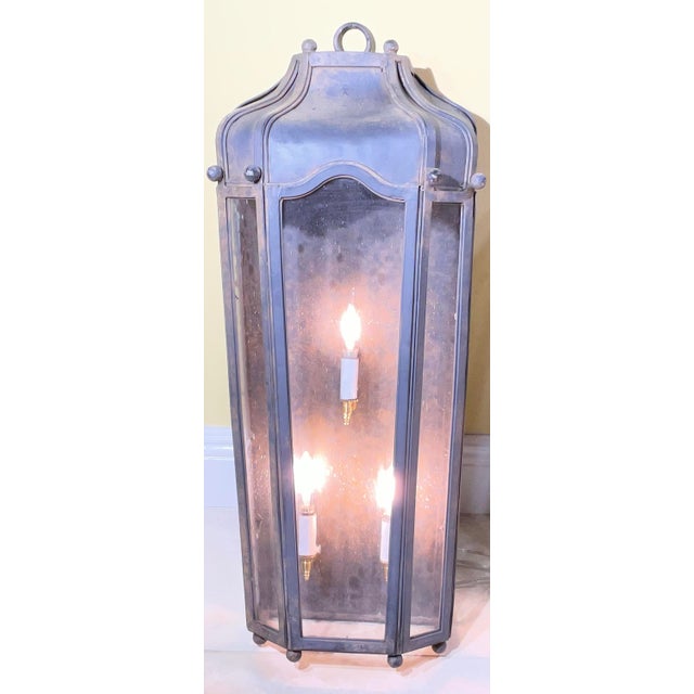 Large Exceptional Pair of Hand-Forged Iron Wall Lanterns Architectural Sconces For Sale In Miami - Image 6 of 14
