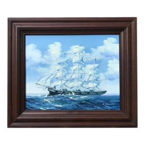 Maritime Oil Painting of a Clipper Ship at Full Sail by K. Maskel