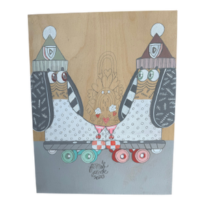 Acrylic on Wood Dog Skates Painting by Farris Plock, 2020