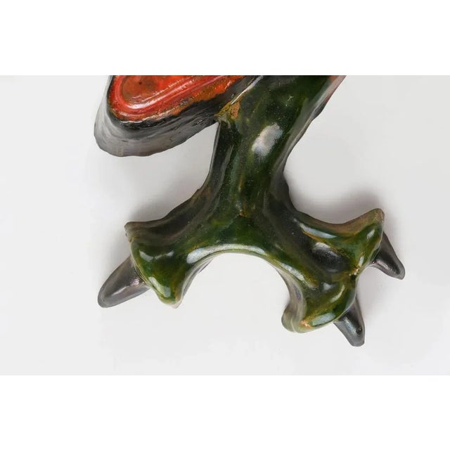 Blue Vintage Ceramic Plaquette of a Colorful Rooster by A. Dandoy, Belgium, 1960s-1970s For Sale - Image 8 of 11