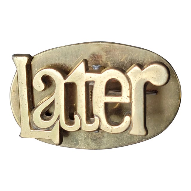 Vintage Mid-Century Brass Later Paperweight Desk Organizer Clip Letter Holder For Sale