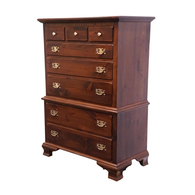 American Ethan Allen Antiqued Pine Old Tavern Rustic Americana 38" Chest on Chest 12-5005 For Sale - Image 3 of 13