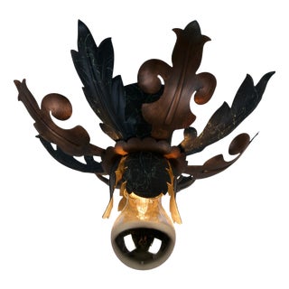 Florentine Metal Flower Flush Mounts from Kaiser, Germany, 1960s For Sale