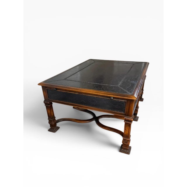 Wood 2010s Theodore Alexander Armoury Collection Etched Brass Cocktail Table For Sale - Image 7 of 14