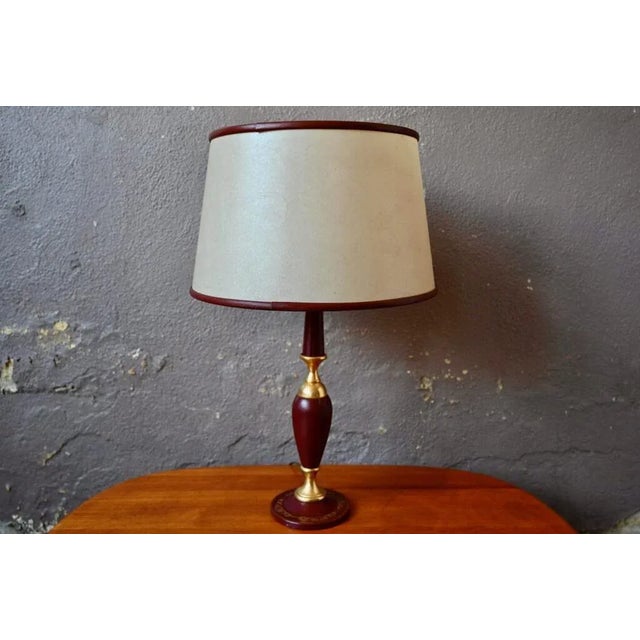 Table Lamp in Leather and Brass, 1960s For Sale - Image 13 of 13