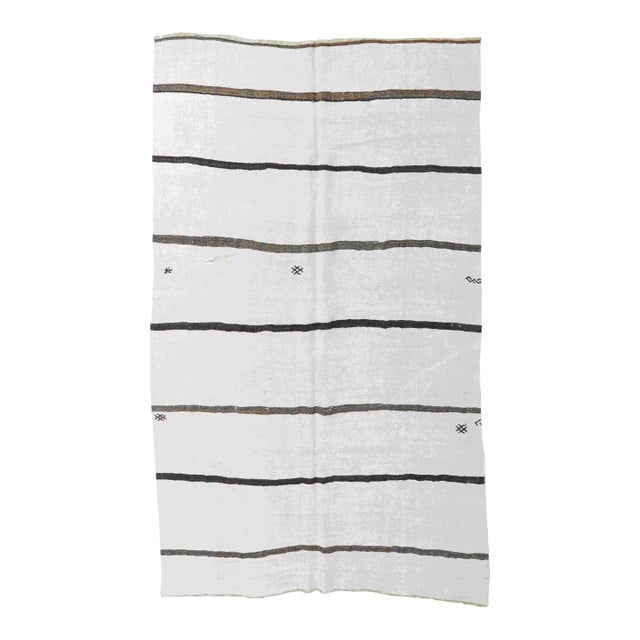 Vintage Striped Turkish Hemp Kilim Rug - 6`0" X 9`10" For Sale