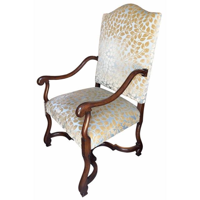 1990s Pair of Michael Taylor Scalamandre Cut Velvet Upholstered Armchairs For Sale - Image 5 of 7