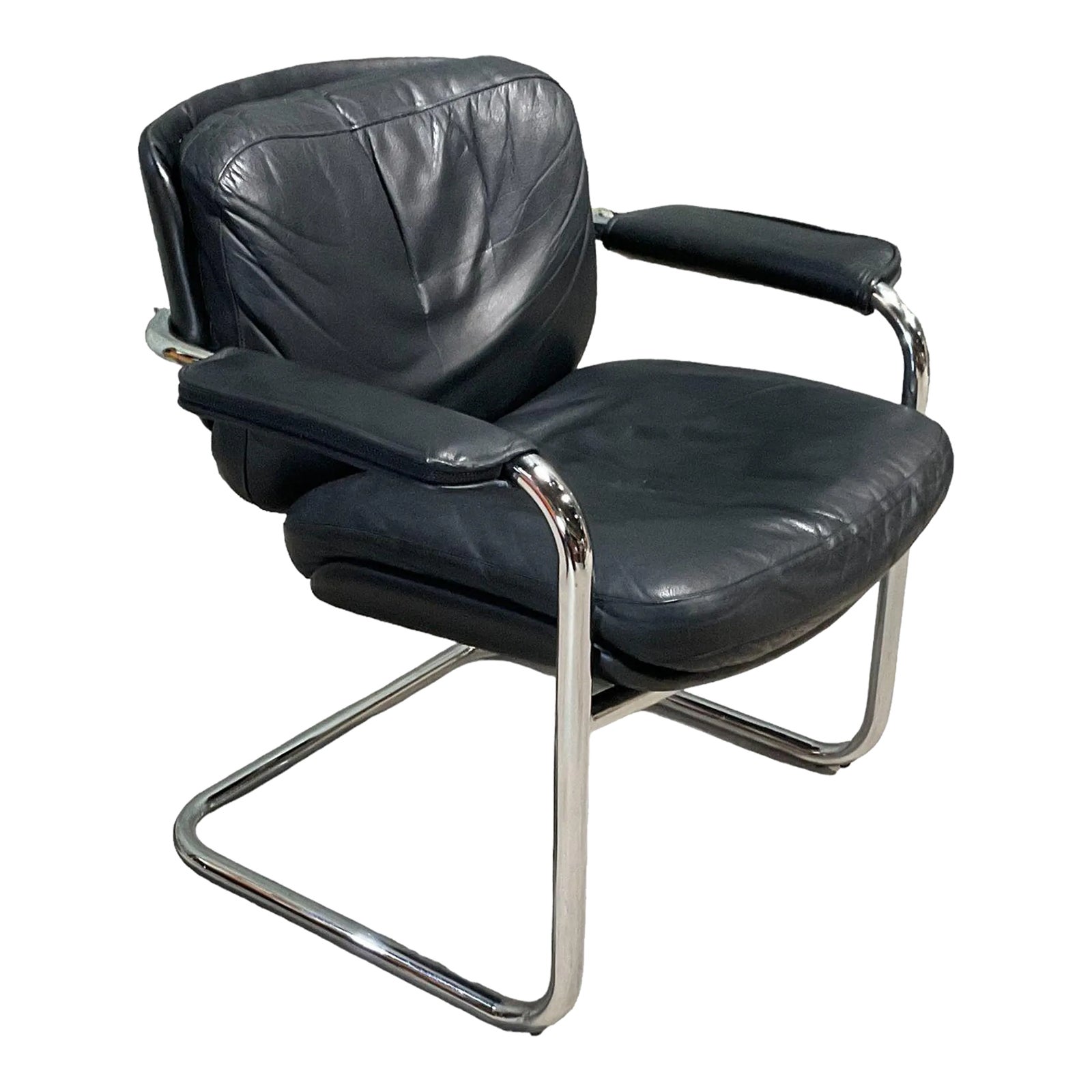 Pervis Black PU & Chrome Side Chair main image 1