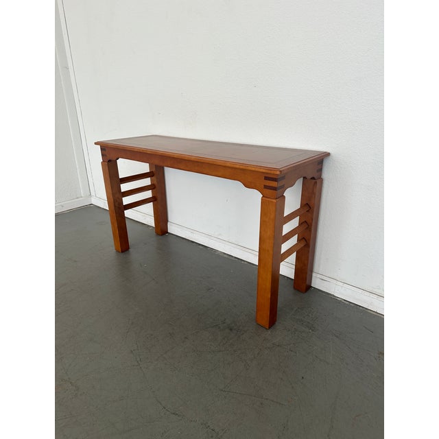 1990s Mixed Wood Console Table With Inlay Top For Sale In Austin - Image 6 of 12