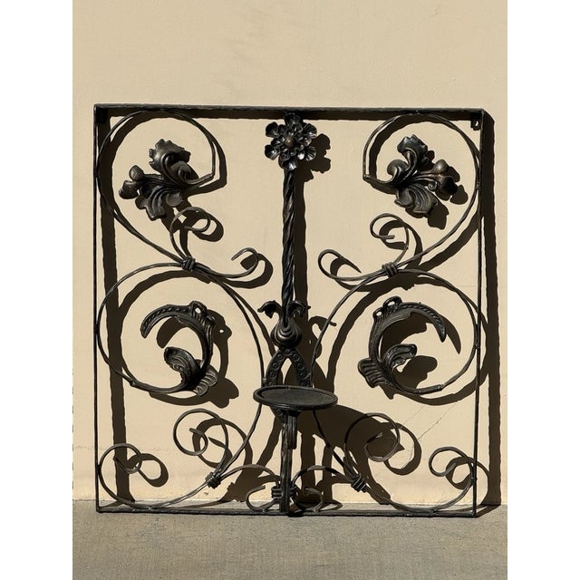 Vintage Spanish Style 3 Piece Iron Wall Candleholder Wall Hanging Decor For Sale - Image 4 of 9