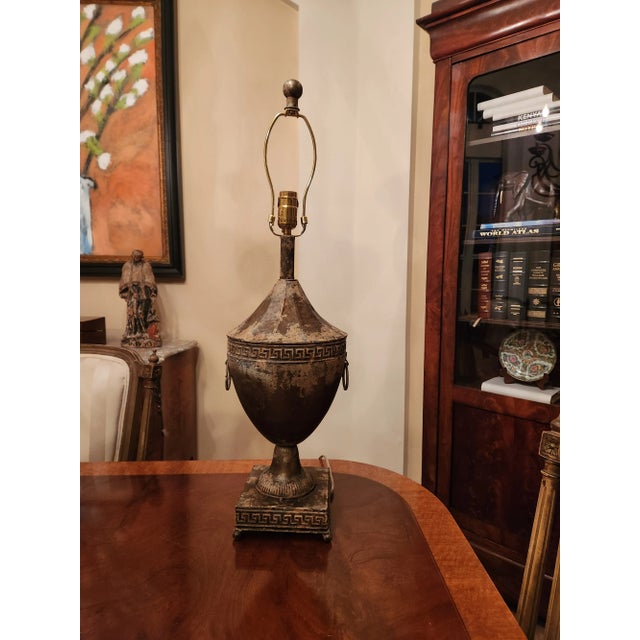 2000s Rustic Metal Lamp For Sale - Image 4 of 7