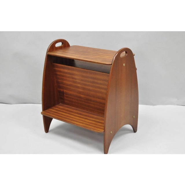 Mid-Century Modern Mid Century Danish Modern Teak Wood Magazine Rack Book Stand Bookcase Side Table For Sale - Image 3 of 18