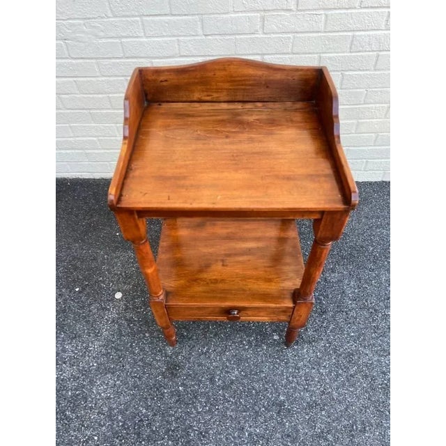 19th Century Antique Federal Style Solid Yellow Pine 2 Tier Washstand Bedside Table. For Sale - Image 12 of 12