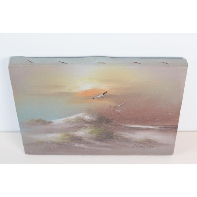 1980s 1980s Artist Signed Seascape Original Oil Painting on Canvas For Sale - Image 5 of 7