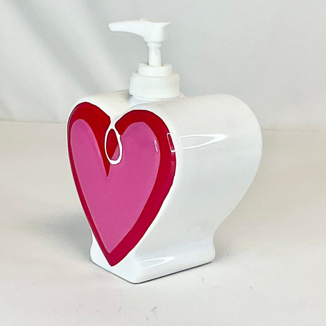 Ceramic 1990s Vintage Boho Chic Valentines Heart Soap or Lotion Dispenser For Sale - Image 7 of 8