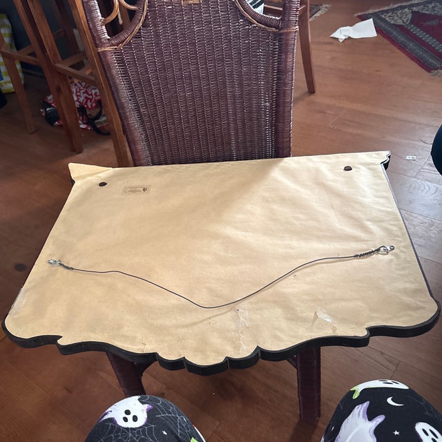 Wood Antique Silk Prayer Rug in Antique Wood, Mother of Pearl, and Brass Frame For Sale - Image 7 of 8