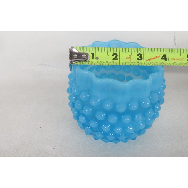 Hobnail Blue Glass Ruffle Top Vase For Sale In Miami - Image 6 of 10
