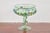 Lovely, c. 1920, hand-blown, Murano glass tazza in a fresh, Spring green. The lipped bowl is adorned with an applique...