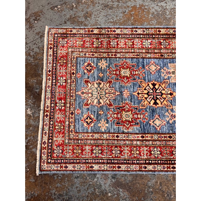 3ft 4in × 10ft 4in Kazak Tribal Hand-Knotted Runner Rug, Vintage For Sale - Image 10 of 12