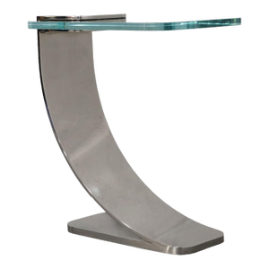 Mid 20th Century Pace Style Cantilevered Side Table in Polished Steel With Glass Top