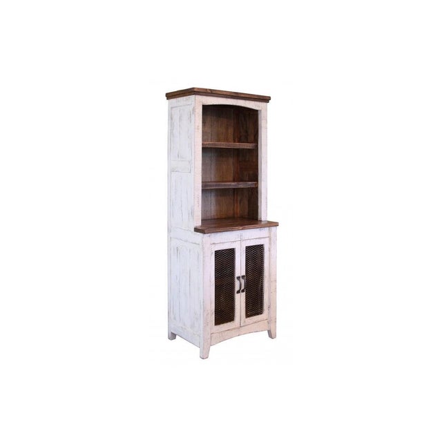Rustic Greenview Mesh Door Bookcase - Distressed White For Sale - Image 3 of 4