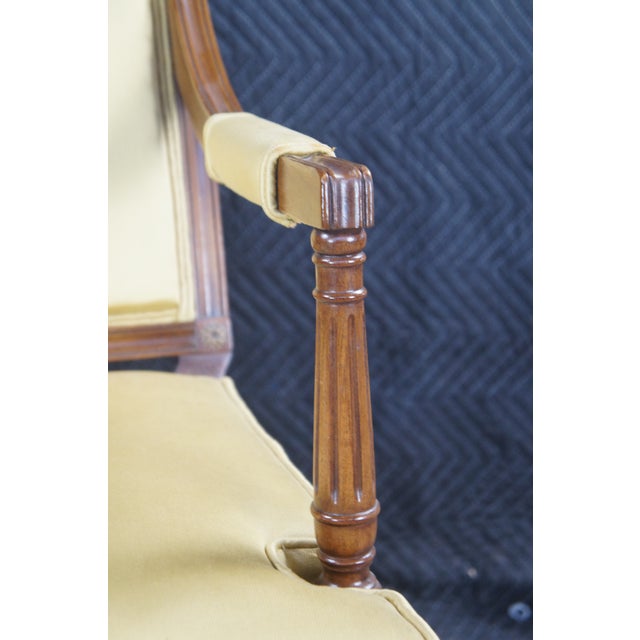 Late 20th Century Hickory Chair Co. Louis XVI French Directoire Mahogany Green Fauteuil Armchair For Sale - Image 6 of 12