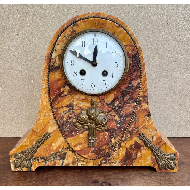 Classic French Mantel Clock by Société Clusienne, Marble Base, 1920 For Sale - Image 6 of 16