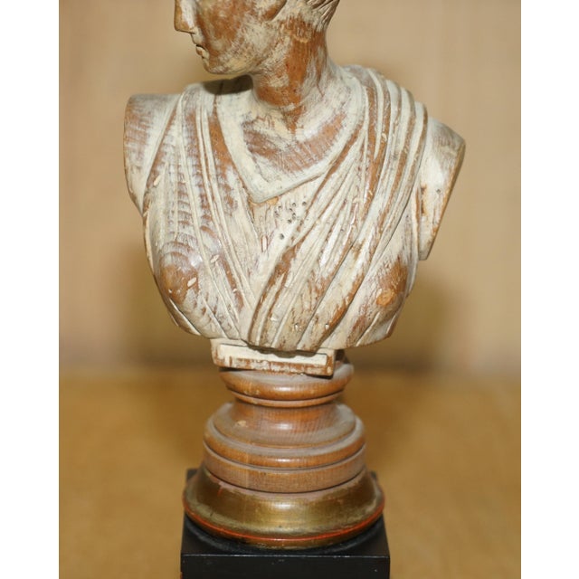 French Neoclassical Bust Lamps in Carved & Limed Oak, Set of 2 For Sale - Image 13 of 18