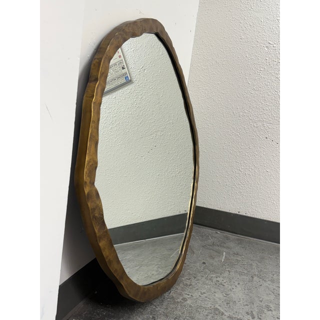 CB2 Cb2 Abel Brass Round Wall Mirror For Sale - Image 4 of 12