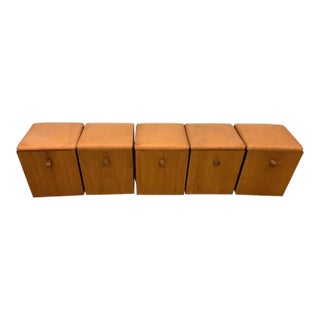 Mid 20th Century Mid Century Modern Cube Storage With Upholstered Seat - Set of 5 For Sale
