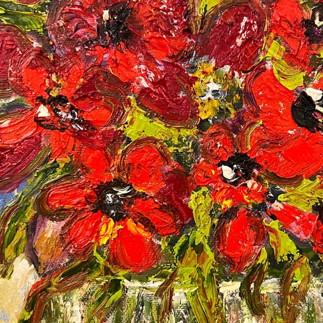 Rose Elizabeth MoorcroftExpressive Still Life Painting Red Rose Flowers 'Red for Love' by British Artist, 2000 For Sale - Image 4 of 12