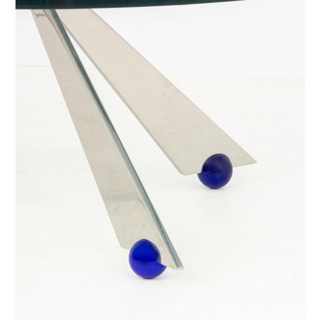 Contemporary Postmodern Glass Top and Chrome Geometric Coffee Table For Sale - Image 3 of 7
