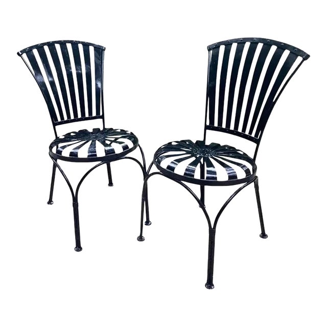 Francois Carre Fan Back Garden Chairs - A Pair For Sale