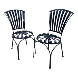 Mid 20th Century Francois Carre Fan Back Garden Chairs - A Pair, Attributed For Sale