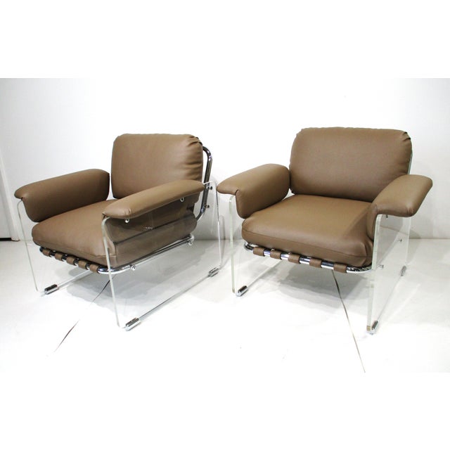 Pace Argenta Upholstered and Lucite Lounge Chairs for Pace Collection For Sale - Image 16 of 17