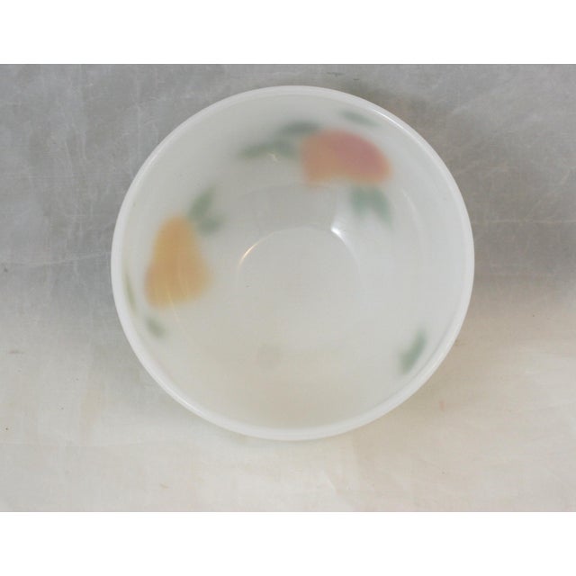White Mid 20th Century Hand Painted Fire King Gay Fad 6" Milk Glass Small Round Bowl Fruit Pattern #16 For Sale - Image 8 of 8