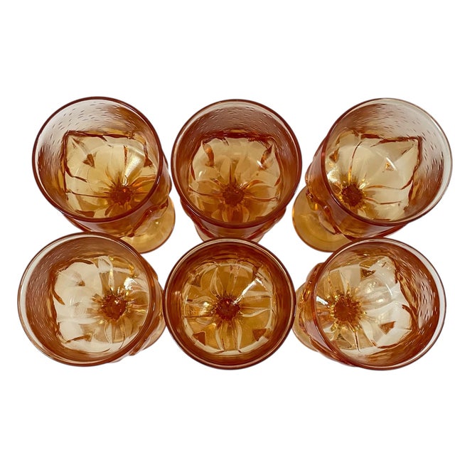 1960s Vintage MCM Franciscan Tiffin Glass Cabaret Yellow Cornsilk Goblets Set of 6 For Sale - Image 5 of 6