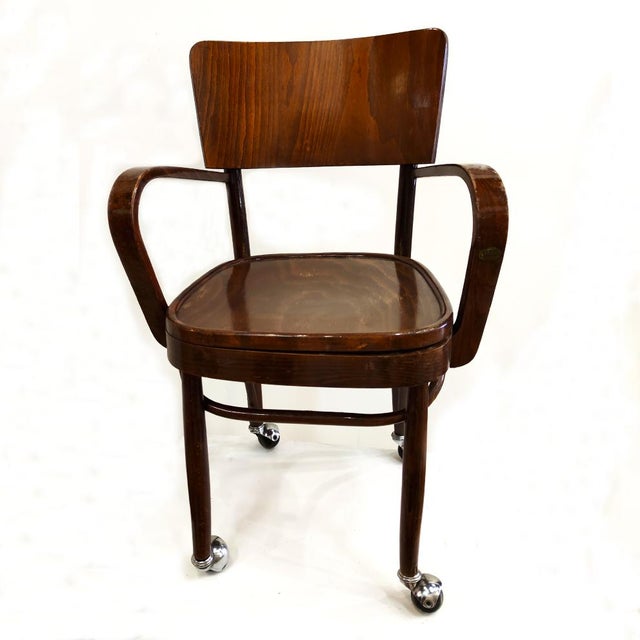 Brown Vintage Desk Chair in the Style of Thonet For Sale - Image 8 of 9