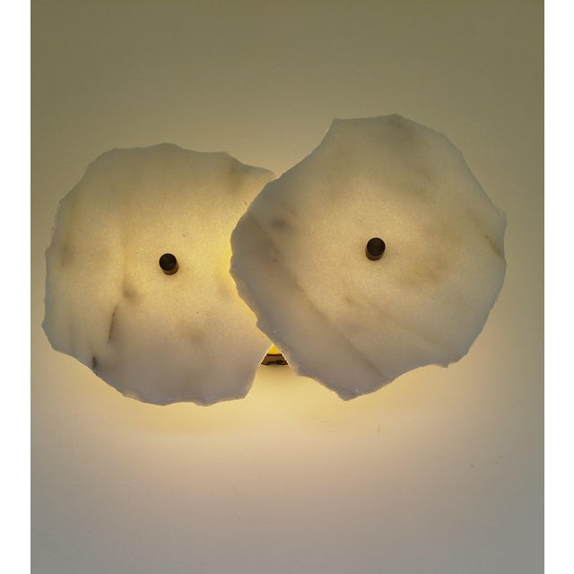 2020s Modern Sculptural with 2 piece Marble Led Wall Sconce Light Contemporary Organic Design For Sale - Image 5 of 15