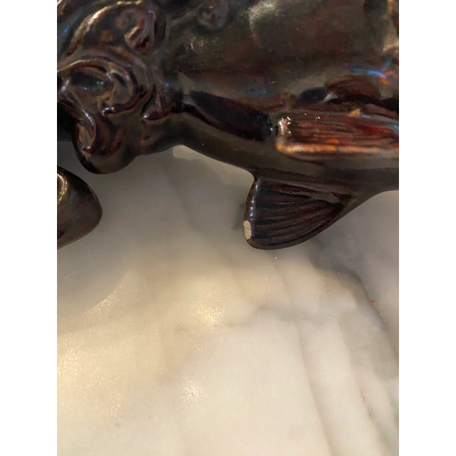 Brown Antique Vintage Glazed Carp Fish For Sale - Image 8 of 10