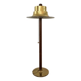 Oak Floor Lamp with Aluminium Shade from Norlett Elit, Sweden, 1970s For Sale