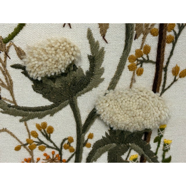 Textile Mary Jo Morris Botanical Embroidery Textile Art, Vintage For Sale - Image 7 of 12