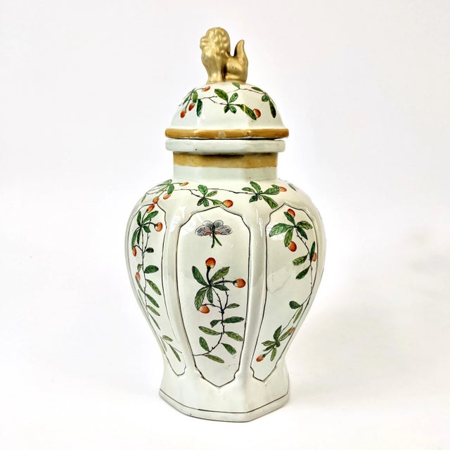 Chinoiserie Late 20th Century Chinoiserie Hand Painted Ginger Jar For Sale - Image 3 of 3
