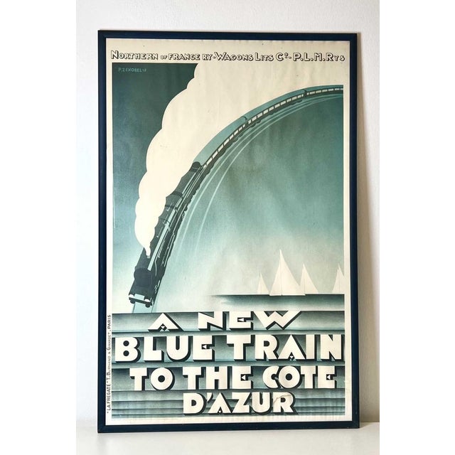 A New Blue Train to the Cote d'Azur, Lithograph, Framed For Sale - Image 5 of 5