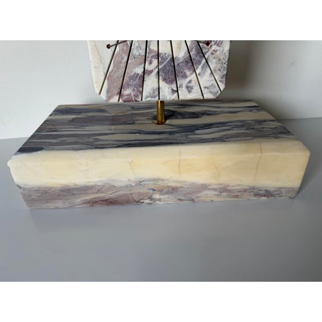 1980’s Italian Postmodern Geometric Abstract Carved Calacatta Viola Marble Sculpture For Sale - Image 9 of 12