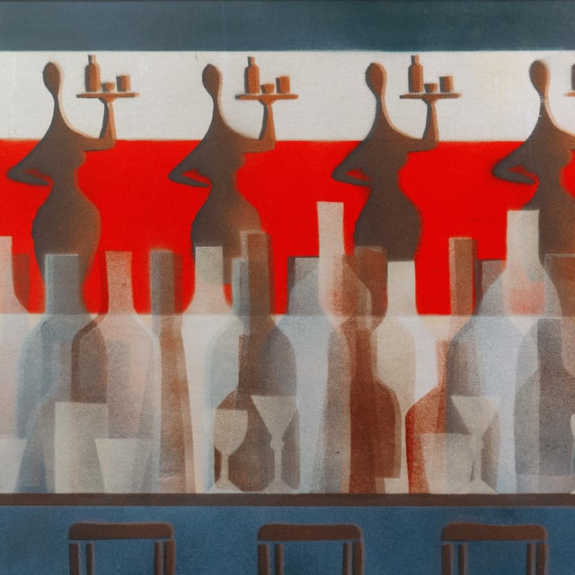 1980s 'Betsy Ross Bar & Grill' by John F. Wahl, 1983, Santa Cruz Art League, California, Cocktail Hostesses For Sale - Image 5 of 10